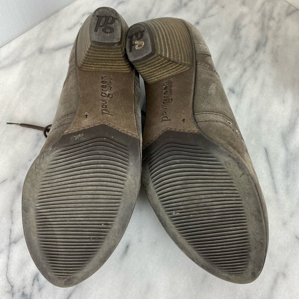 Paul Green Kelsey Lace Up Brougue Oxford Gray Nubuck Leather 6.5 Steampunk - Picture 7 of 9